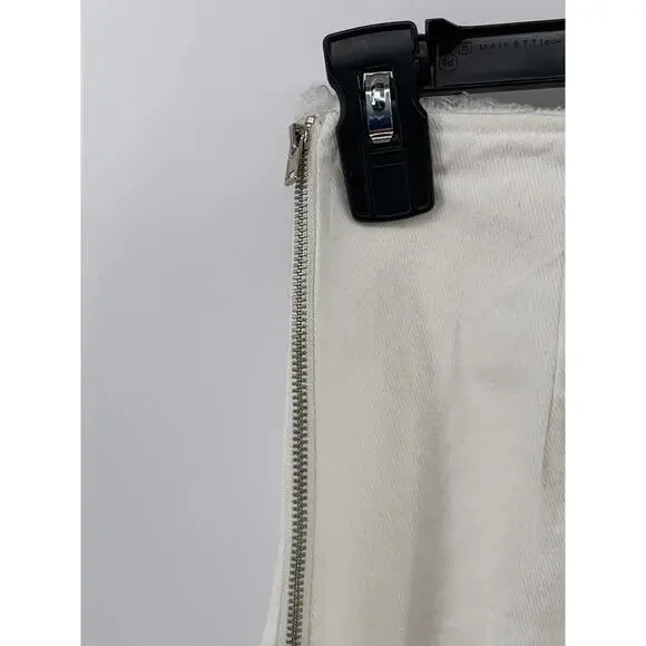 FINESSE Women's White V Frayed Cinched Waist Pull-On Flare Pants SZ XS - Picture 6 of 12